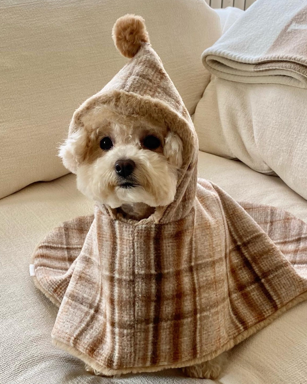 チェック柄ブランケット ケープ | Wool Check Blanket Cape