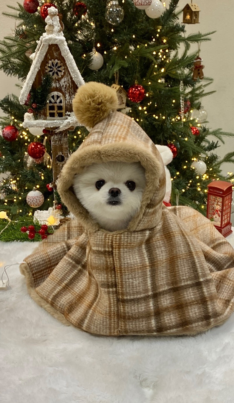 チェック柄ブランケット ケープ | Wool Check Blanket Cape